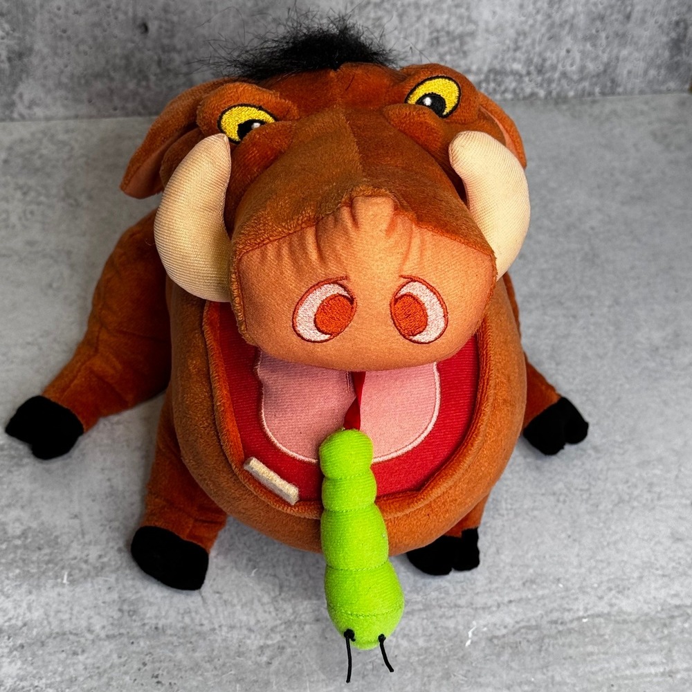 Disney Lion King Pumbaa Plush Toy Just Play Talking Warthog Green Grub 10 Inch - Picture 3 of 12